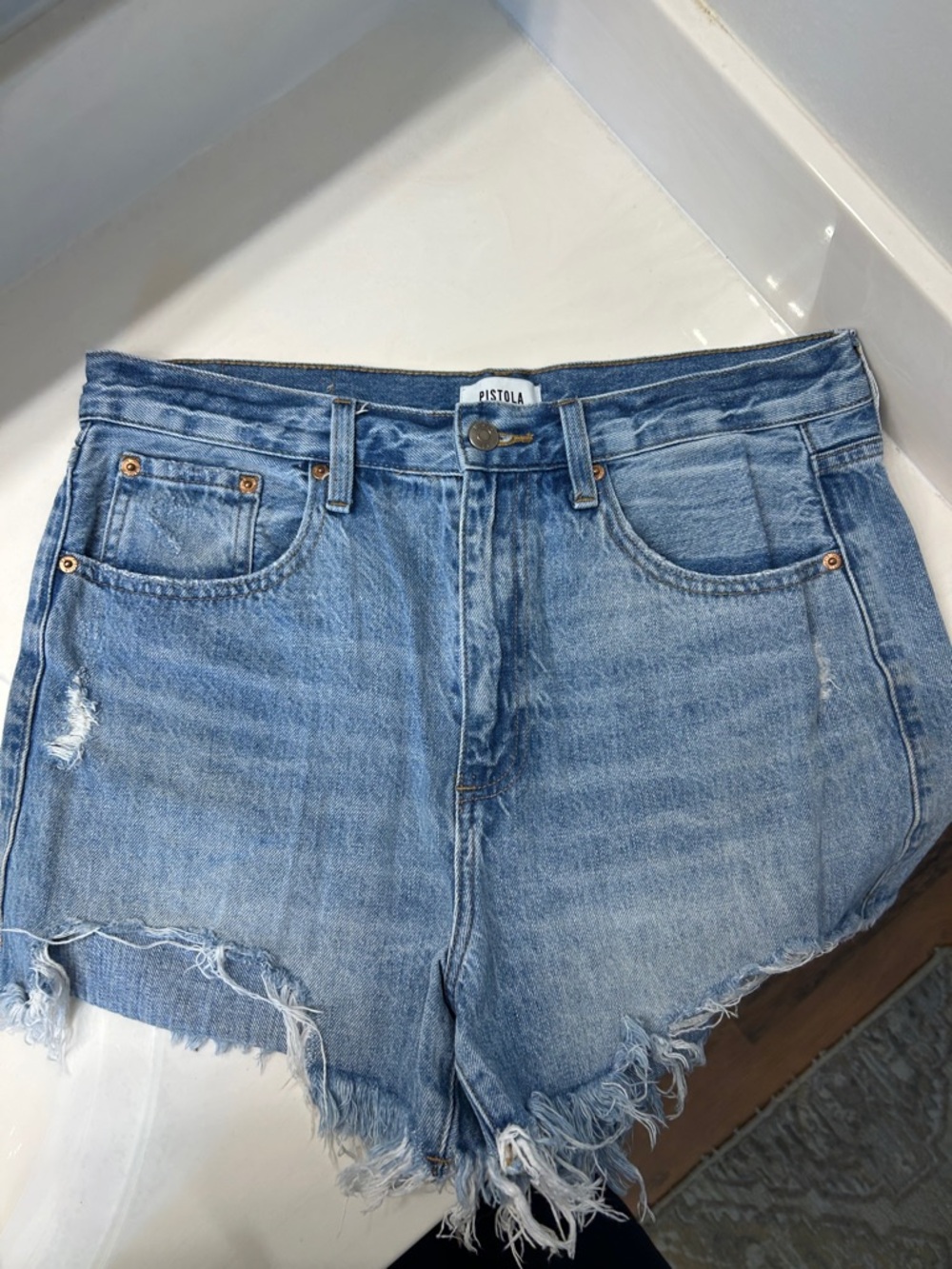 pistola Light Blue Distressed Denim Cutoff Shorts size 8